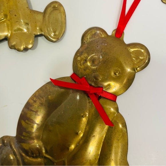 Vintage Department 56 Brass Teddy Bear Ornament Set of 4 - Picture 2 of 7